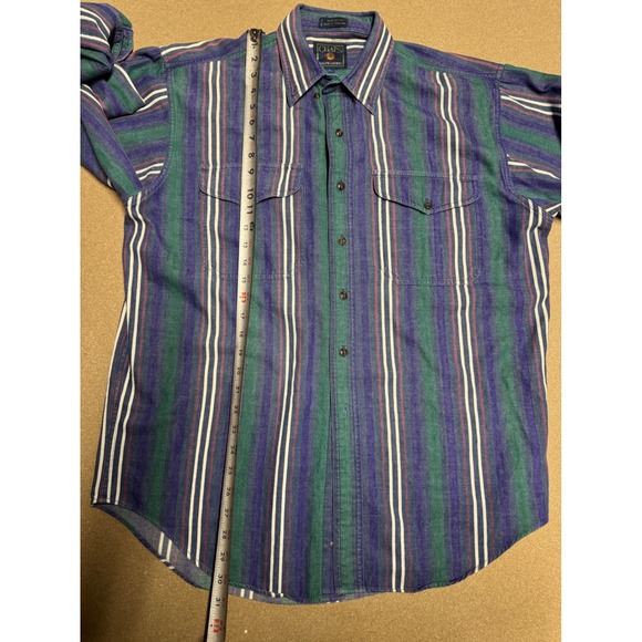 Chaps Ralph Lauren Mens L Striped Button Down Shirt Long Sleeve Casual Classic - Picture 5 of 9